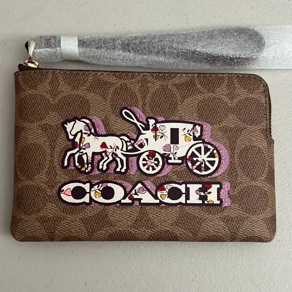 Coach Wristlet with Pink Horse and Carriage